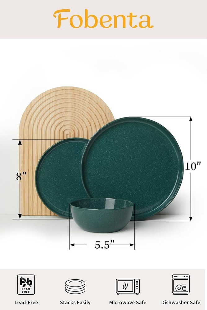 Ceramic Dinnerware Set 4 Reactive Glaze Plates & Bowls Sets Dining
