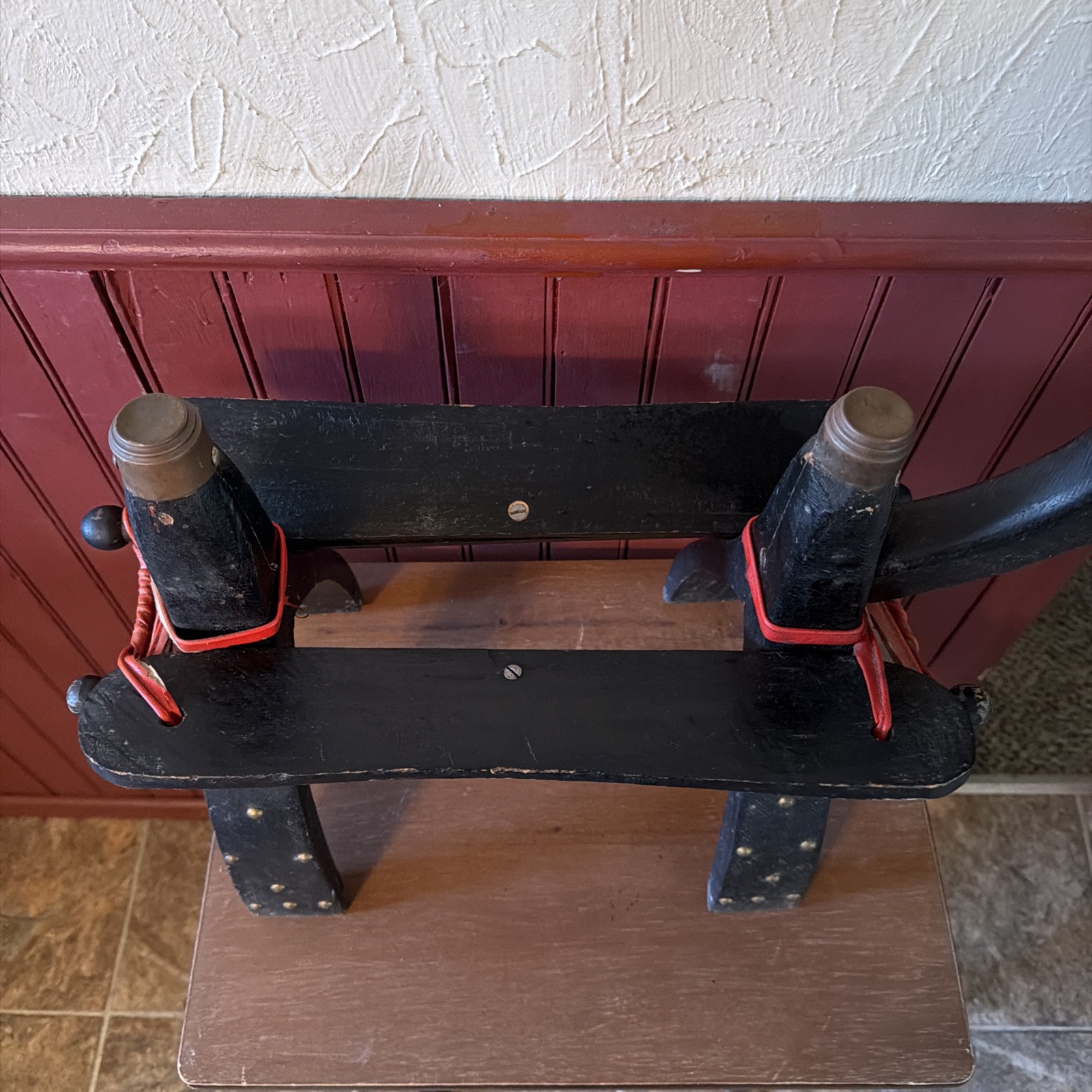 Vintage TURKISH Camel Head Pommel Padded Saddle Stool, Footstool. 23.5” X 18.5”.