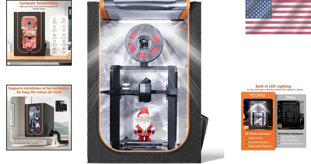 Fireproof 3D Printer Tent with LED Lighting - Upgrade Your Printing Experience