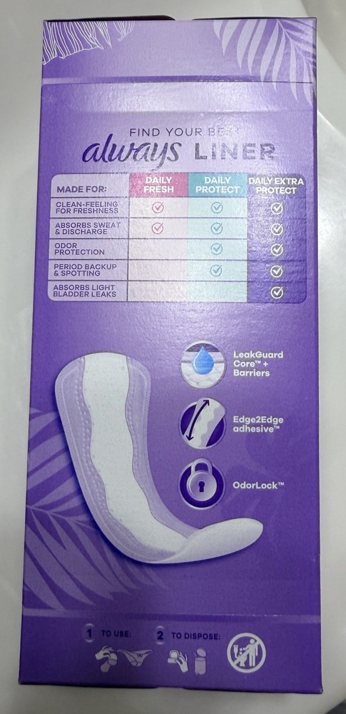 Always Daily Extra Protect Liners Unscented Extra Long Length 3 Boxes 29 Liners