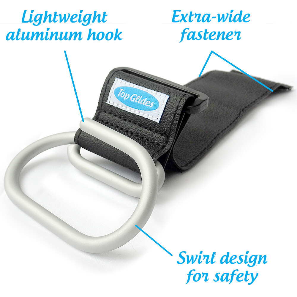 Jumbo Swirly Hook for Strollers/Walkers, Silver/Black