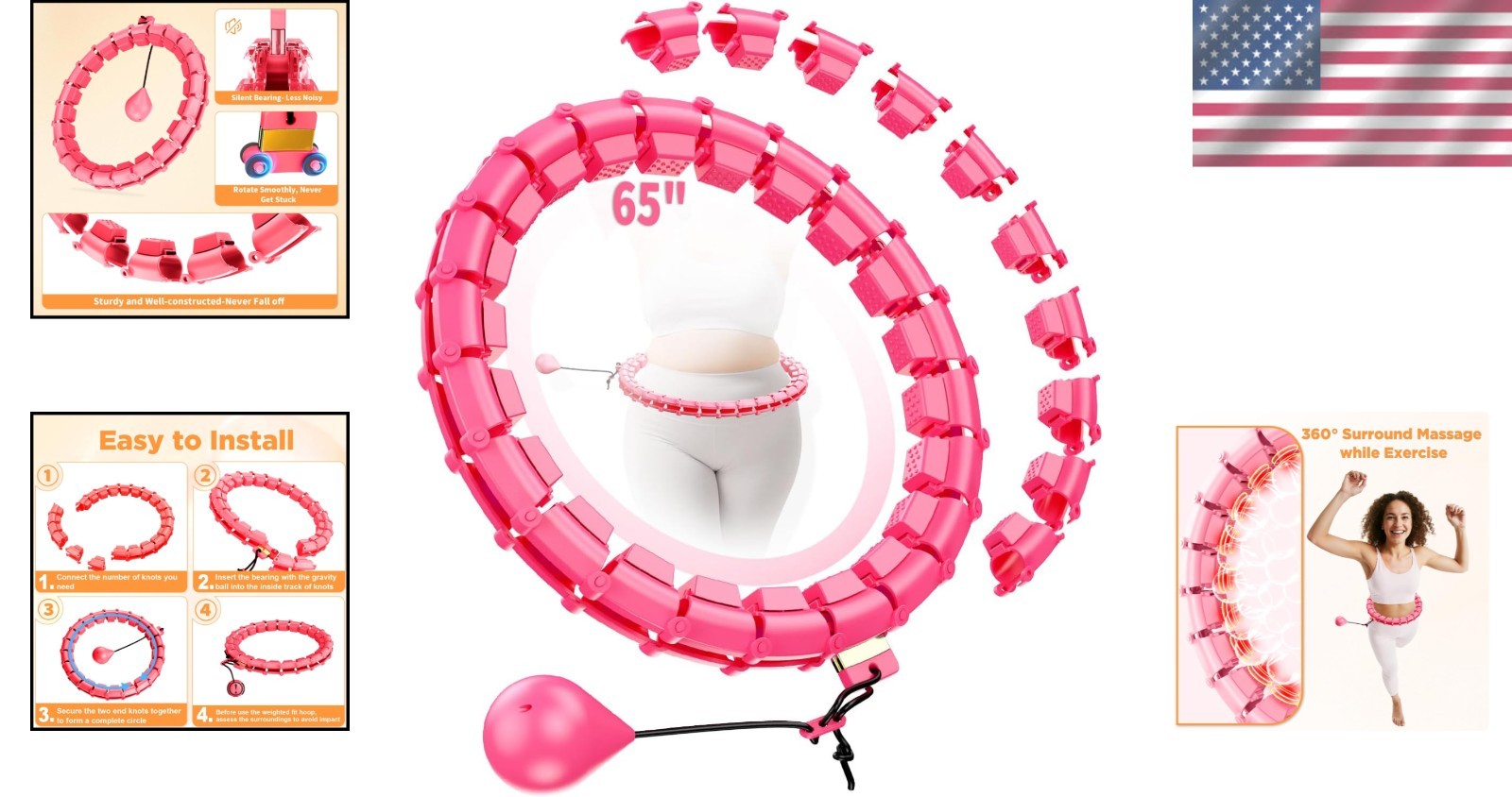 Infinity Adjustable Hoop Fit Plus Size 65", Weighted Hoops for Adults Weight ...