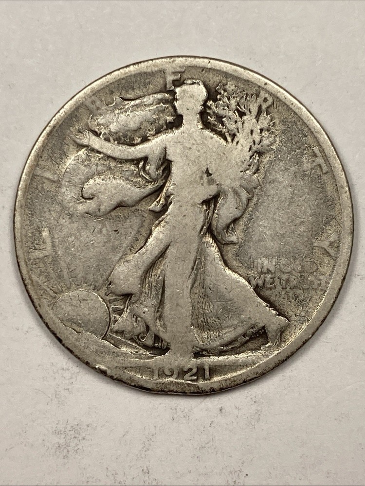 1921-D Walking liberty Half .50. Net About Good.