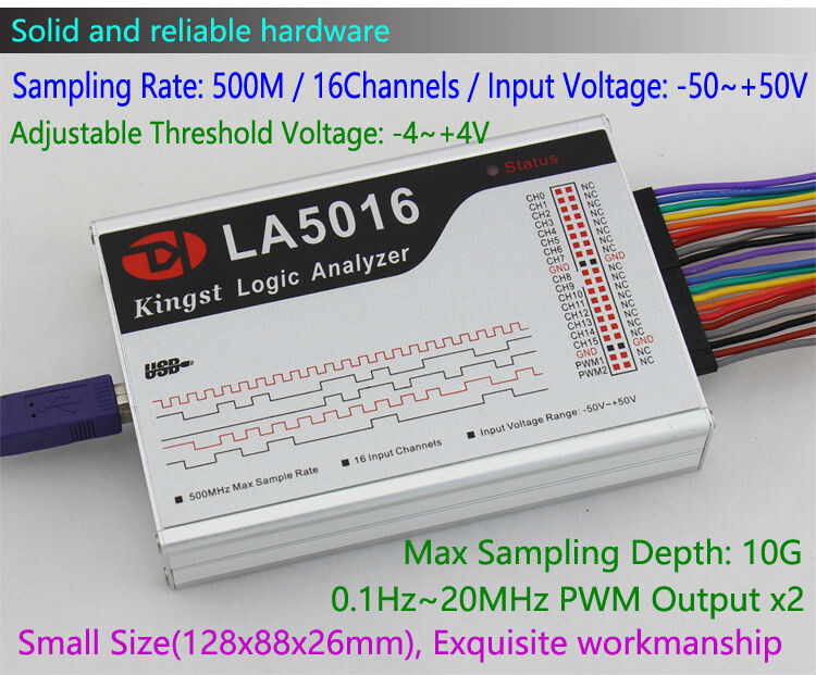 Portable USB Logic Analyzer LA5016 PC 16 Channel 500MHz Max Sample Rate