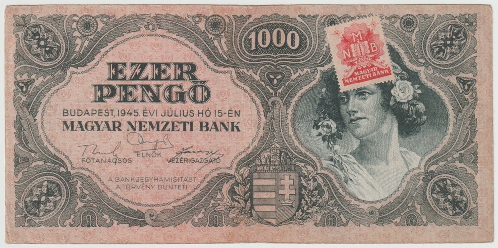 Hungary 1000 Pango Banknotes, year 1945