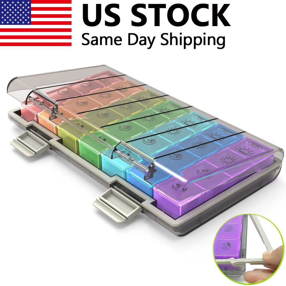 Large Weekly Pill Organizer Moisture-Proof 4 Times a Day 7 day Medicine Storage