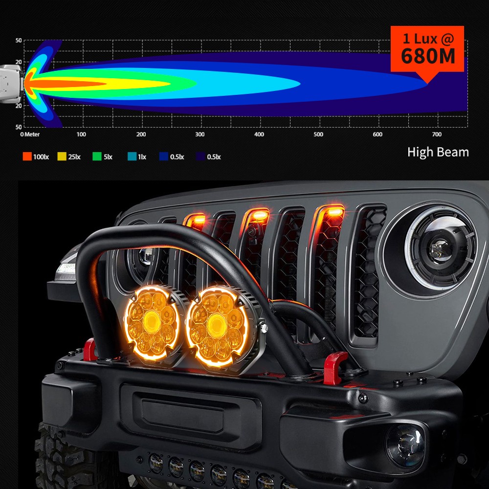 2x 6" Laser LED Motorcycle Driving Fog Spot Light Auxiliary Lamp White+Amber DRL