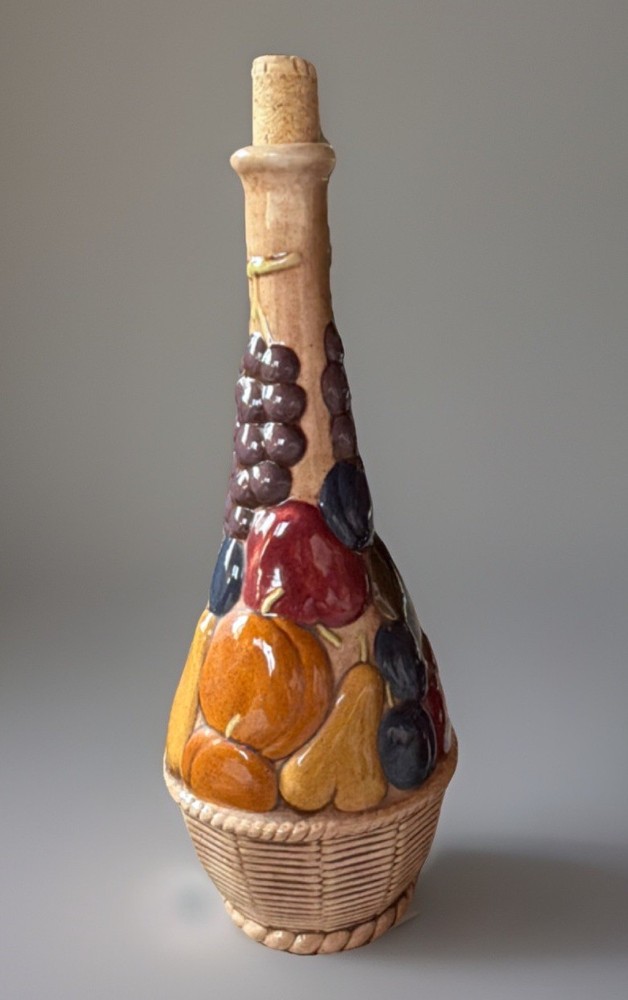 Ceramic Multi-Color Wine Bottle with Fruit Basket Design