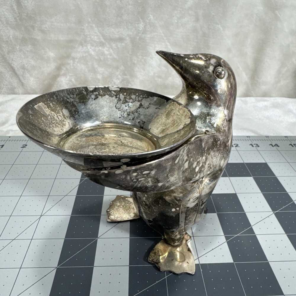 VTG Restoration Hardware Heavy Penguin Butler Dish Silverplate 2 pieces 5-1/2”