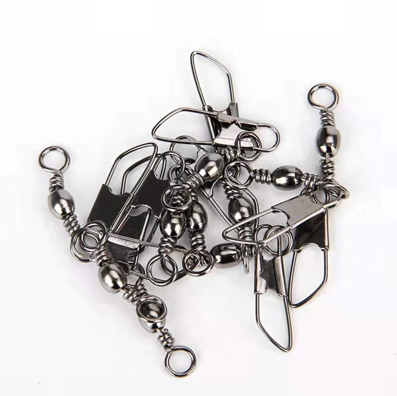 50/100PCS Fishing Barrel Swivel with Interlock Snap Fishing Swivel Size 14#-3/0