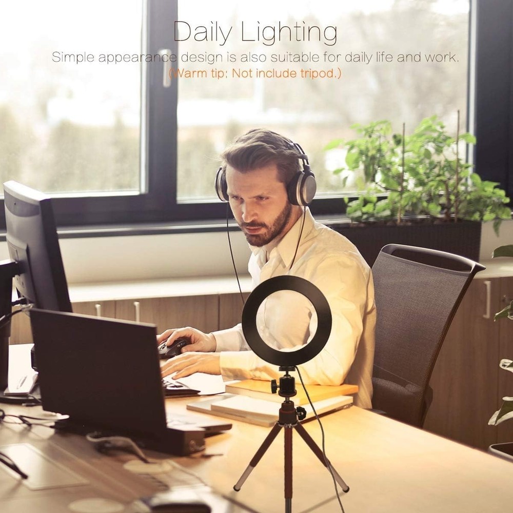 GEMWON 6" LED Ring Light with 3 Color & & 10 Dimmable Brightness