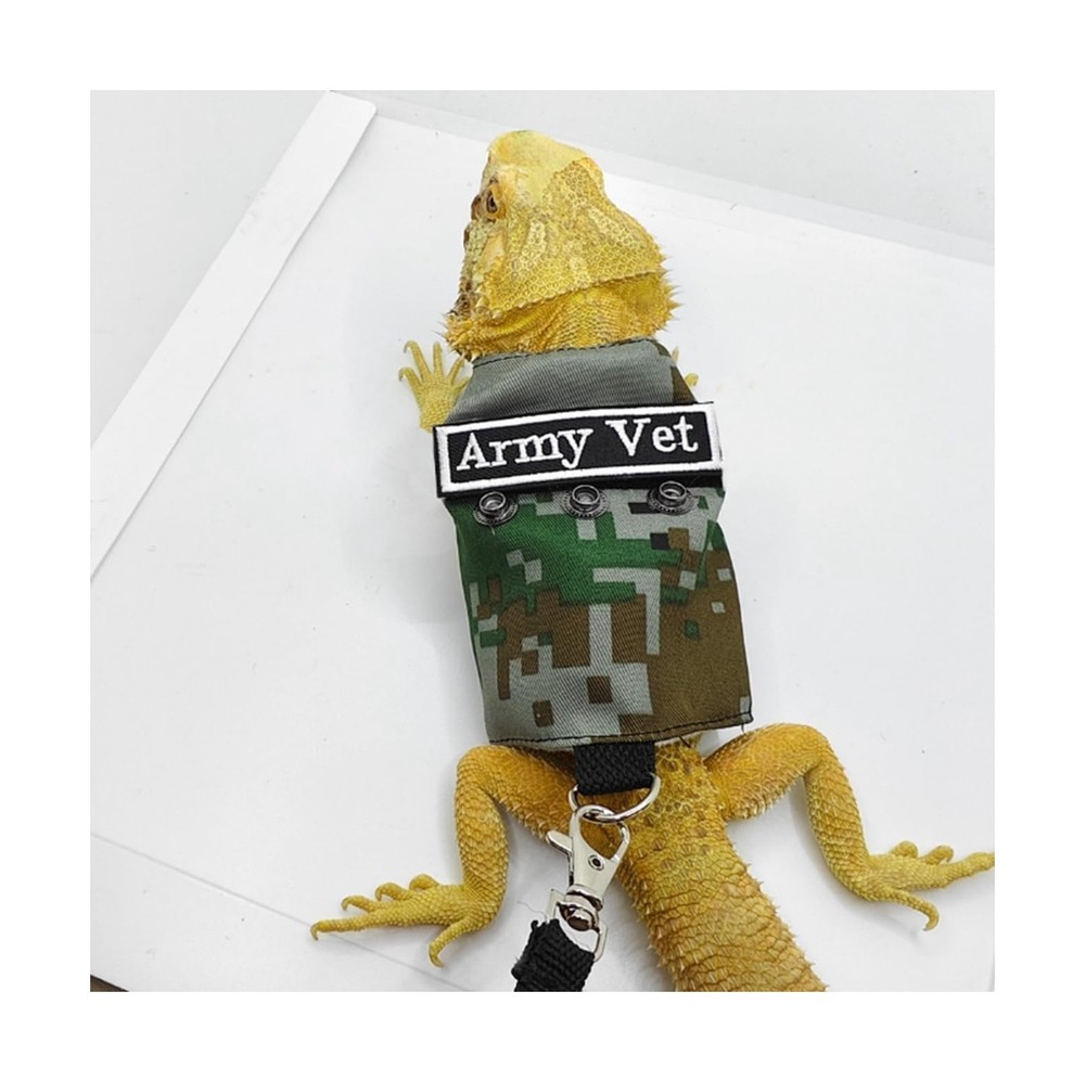 Bearded Dragon Harness Leash Set with Patch Adjustable Lizard Traction Rope E...