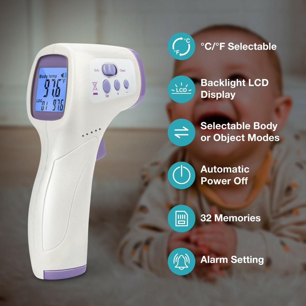 Infrared Non-Contact Forehead Thermometer with Utility Case
