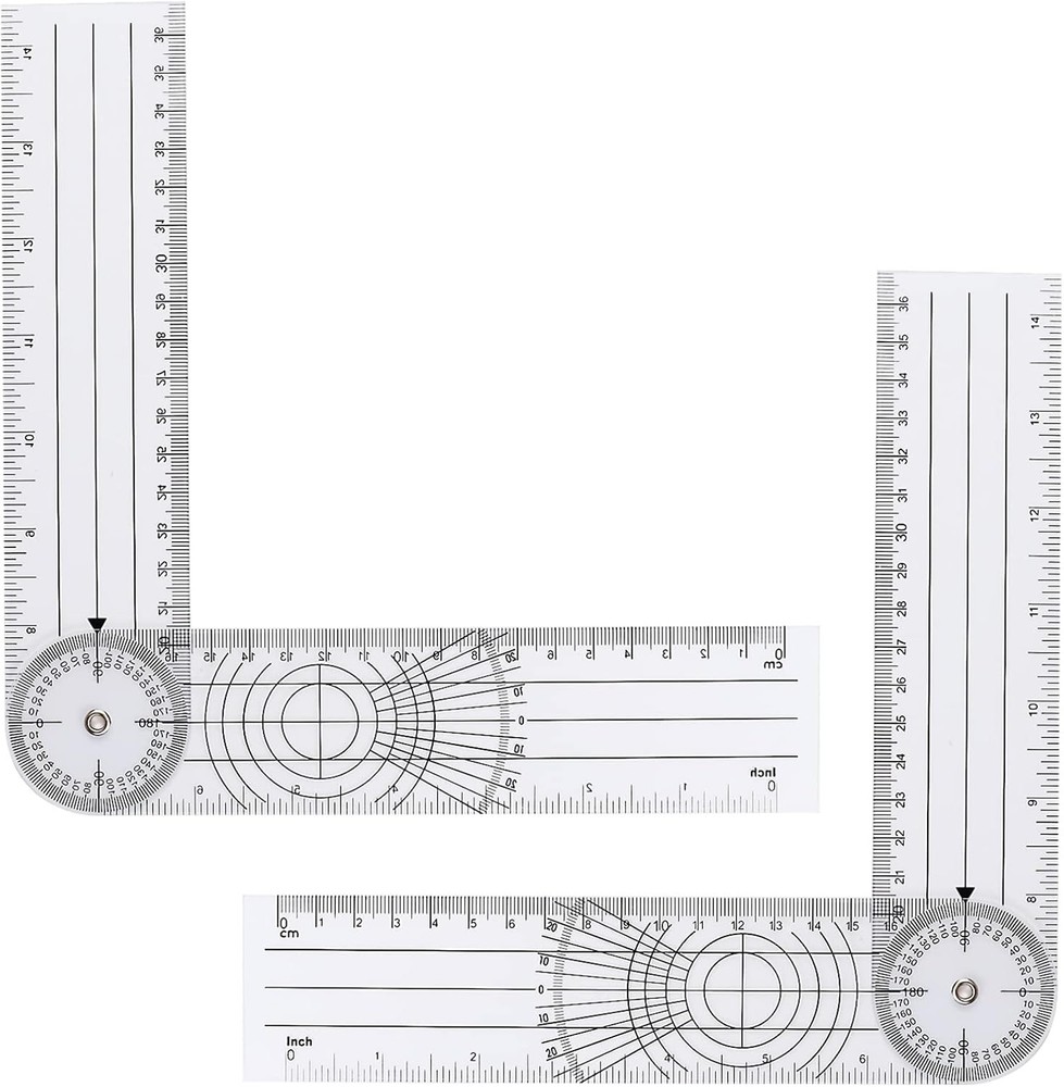 2Pcs Clear Plastic Goniometer Quick Angle Protractor Finder Style 1
