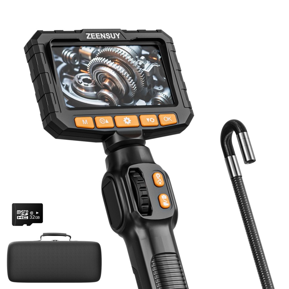 Two-Way Articulating Borescope Camera with Light, Industrial Endoscope Inspec...