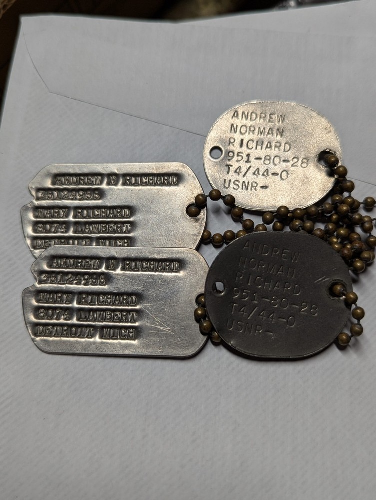 WW2 US Army / USN Dog Tag Pairs to Same Man - Andrew Norman Richard & Brothers?
