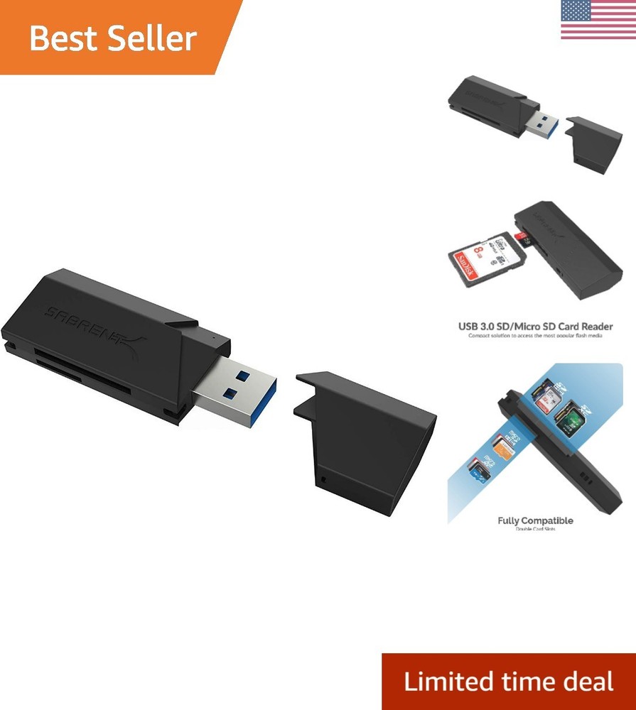 SuperSpeed 2 Slot USB 3.0 Flash Memory Card Reader for Windows, Mac, Linux, a...