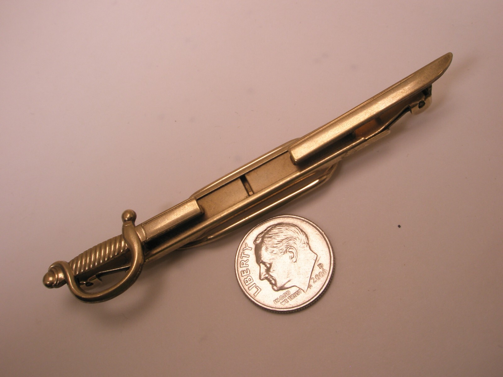 Officer Sabre Cutlass Sword Vintage HADLEY EXPANDING FOLDING Tie Bar Clip