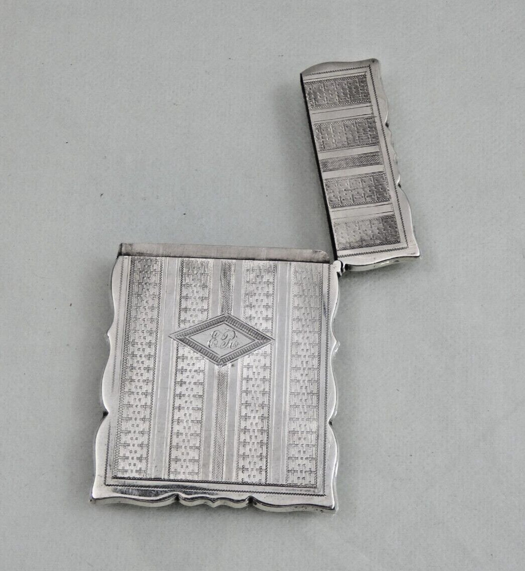 VERY FINE ANTIQUE GORHAM COIN SILVER CARD CASE American 1870's