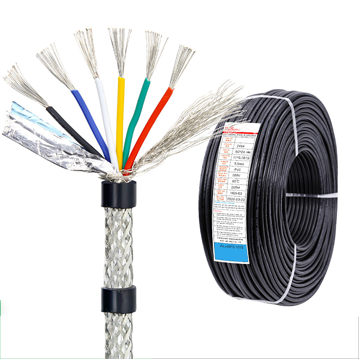 UL2464 Multi-Core Shielded Wire Cable Tinned Copper 22AWG 24AWG 26AWG