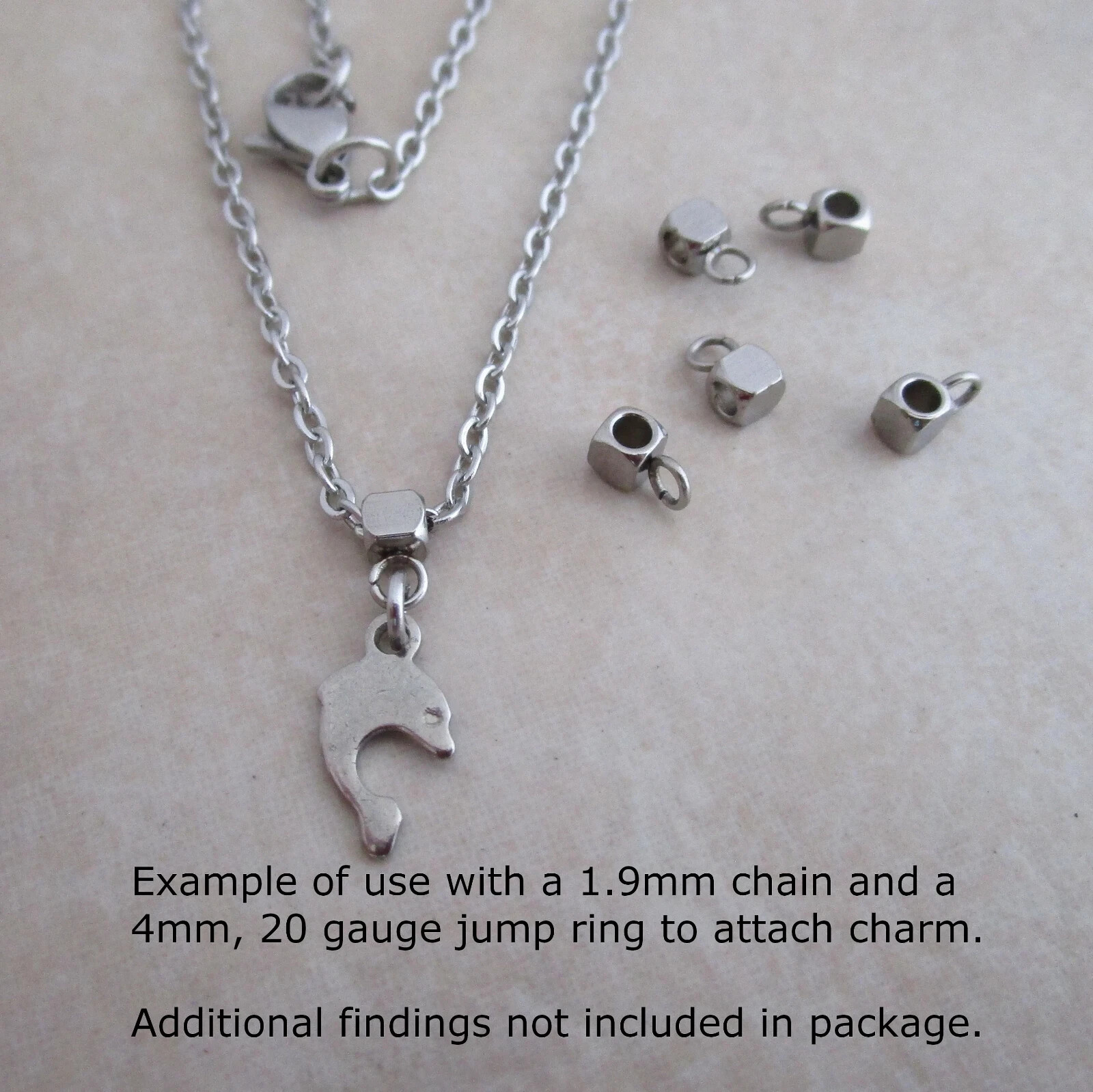 12 stainless steel bead bail 3mm cube hangers hypoallergenic