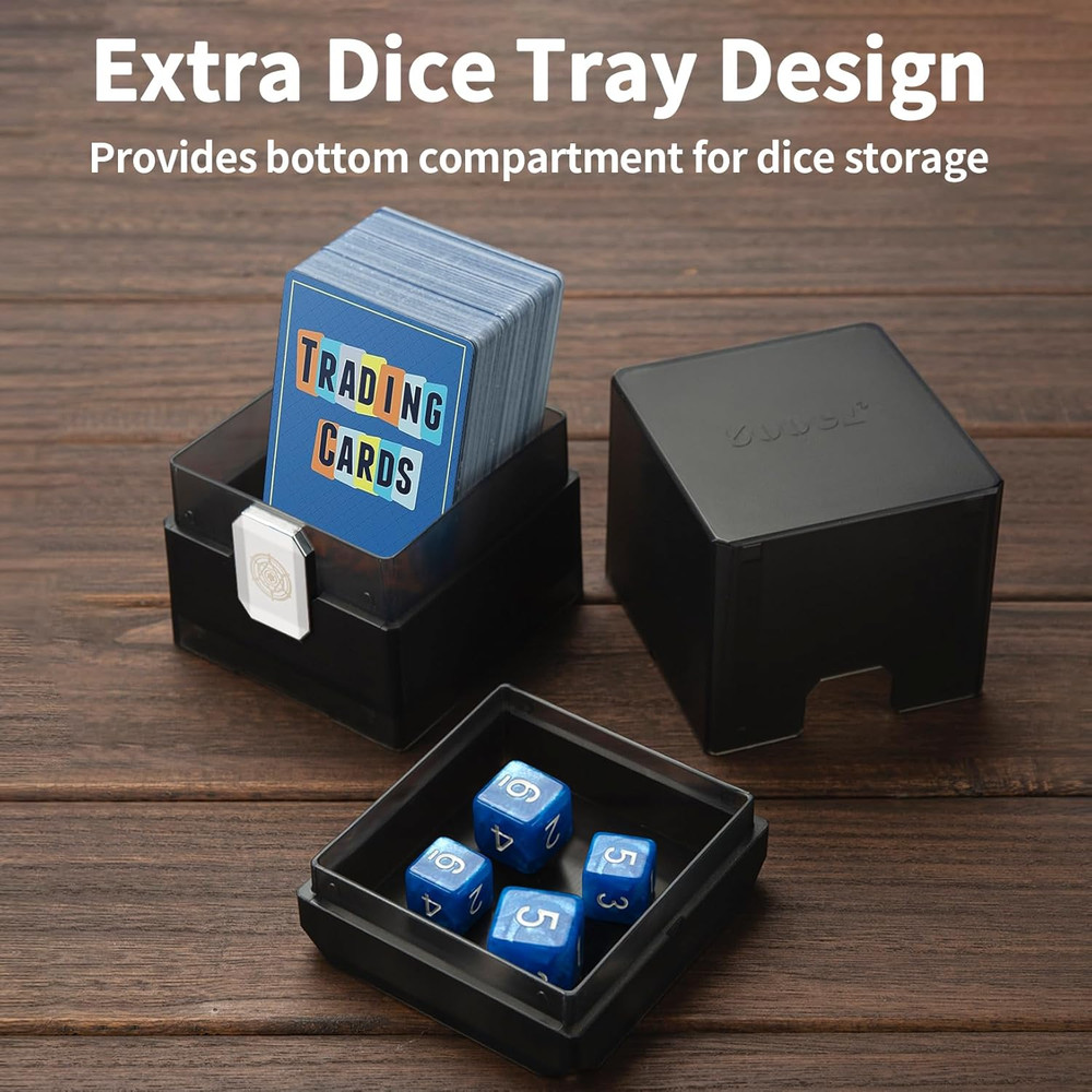 Deck Card Box with Dice Storage, 100+ Deck Case Holder, Translucent Trading Card