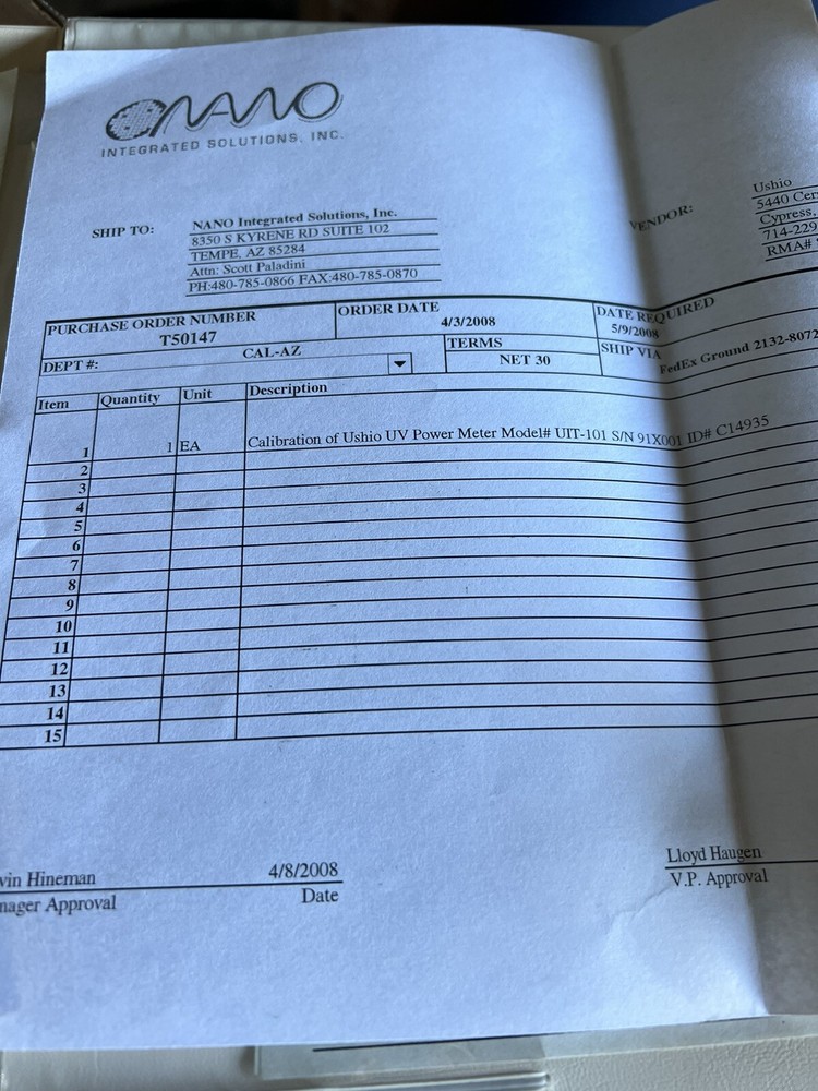 Ushio UIT-101, UV Power Meter