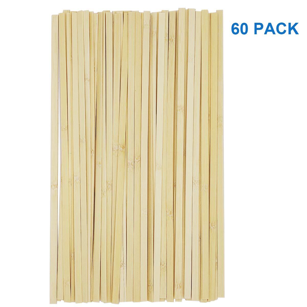 60 Pcs 15.7 Inch Strong Natural Bamboo Sticks, Wood Craft Sticks, Extra Long