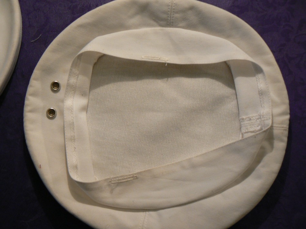 TWO WHITE BERET COVERS with BUTTONS
