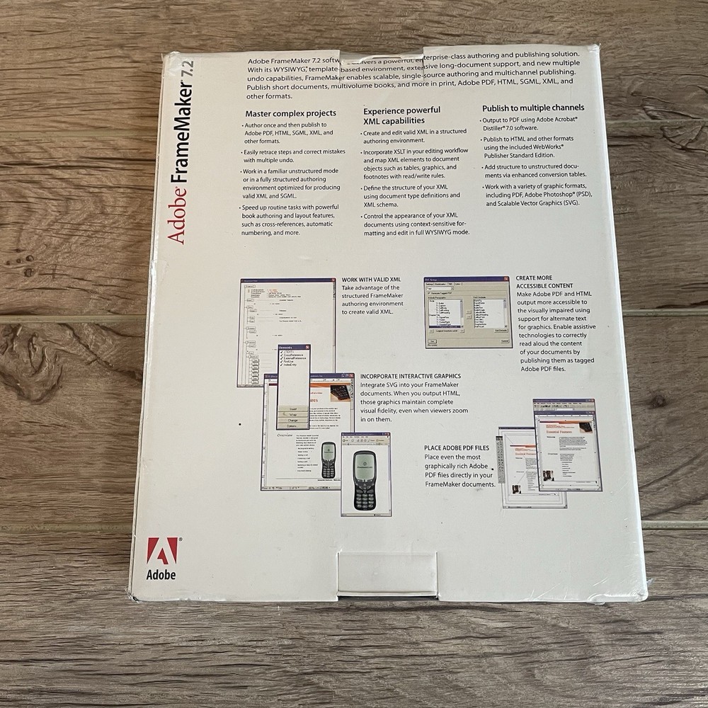 Adobe FrameMaker 7.2 for Windows SEALED Frame Maker XML SGML DTP Software 7 7.0
