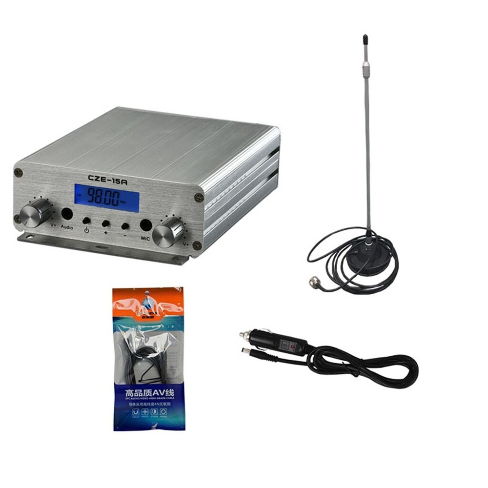 Digital Smart Portable CZE-15A 3W/15W Transmitter FM Broadcast GP100 Antenna Set