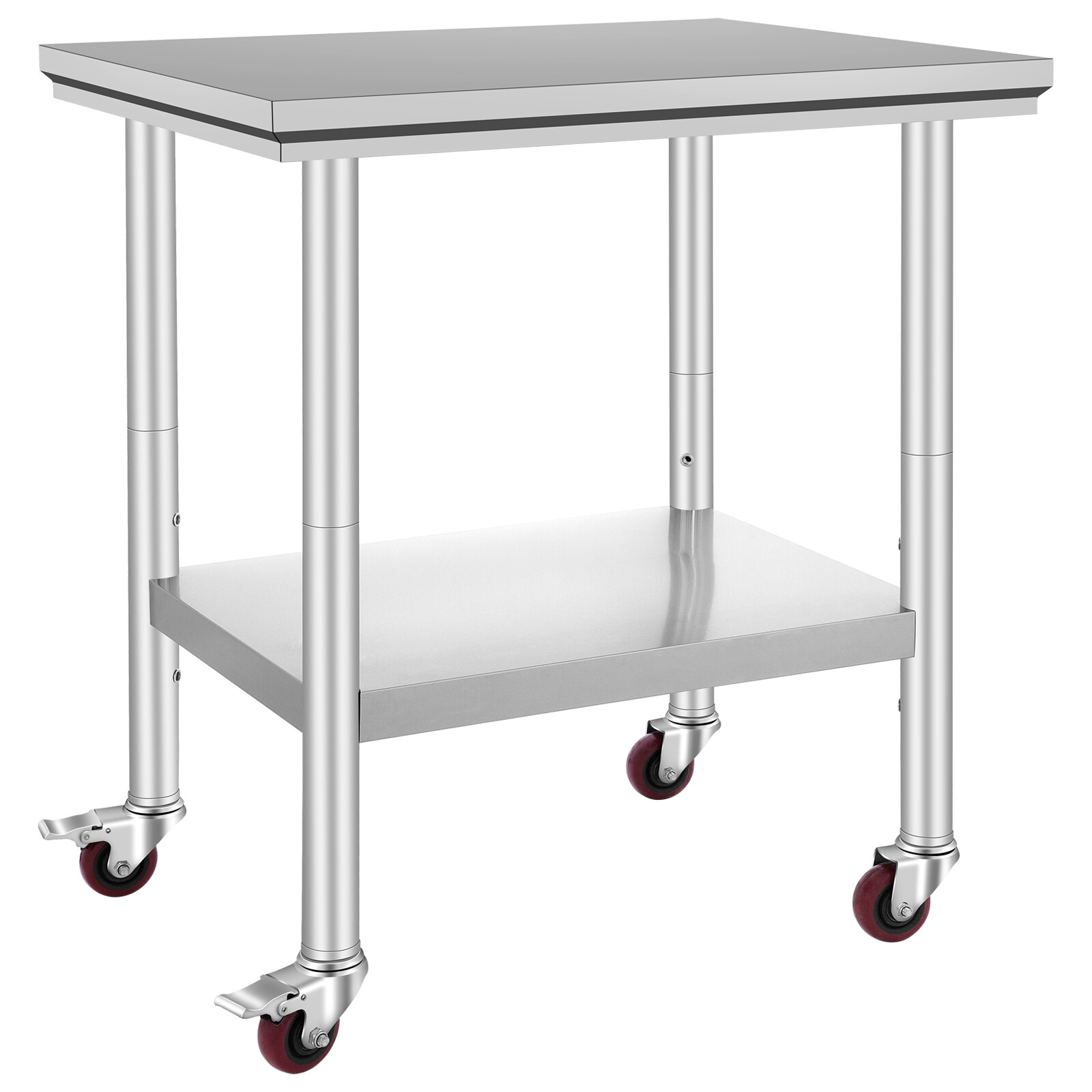 VEVOR Stainless Steel Work Table with Wheels 24x30 Inch Kitchen Food Prep Table