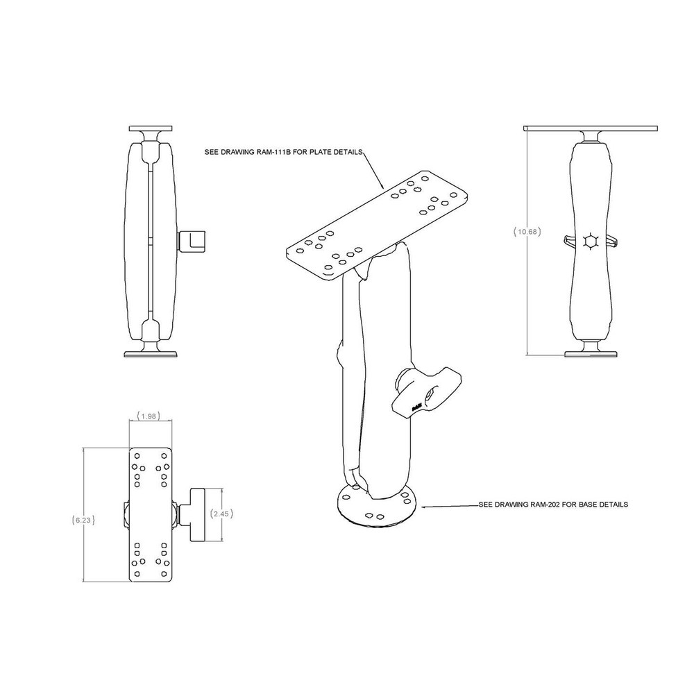 RAM-111U-D RAM Universal Marine Electronic Mount - C Siz...