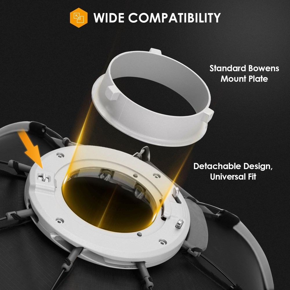 TARION Foldable Octagonal Softbox 35.4in(90cm): Quick 1-Step Setup Bowens Mou...
