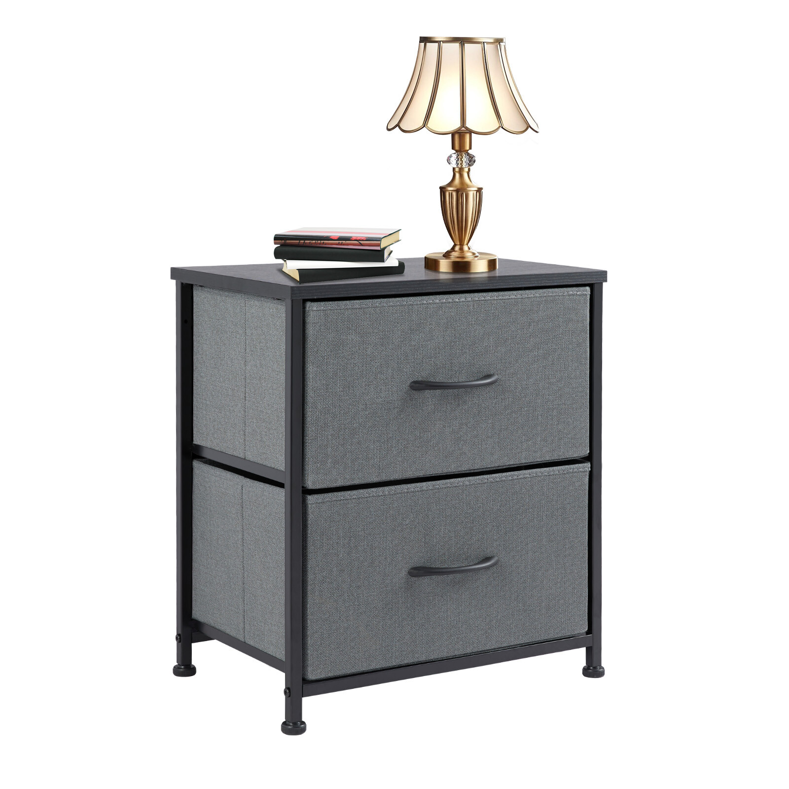 Nightstand with 2 Fabric Drawers Small Dresser Bedroom Living Room Furniture