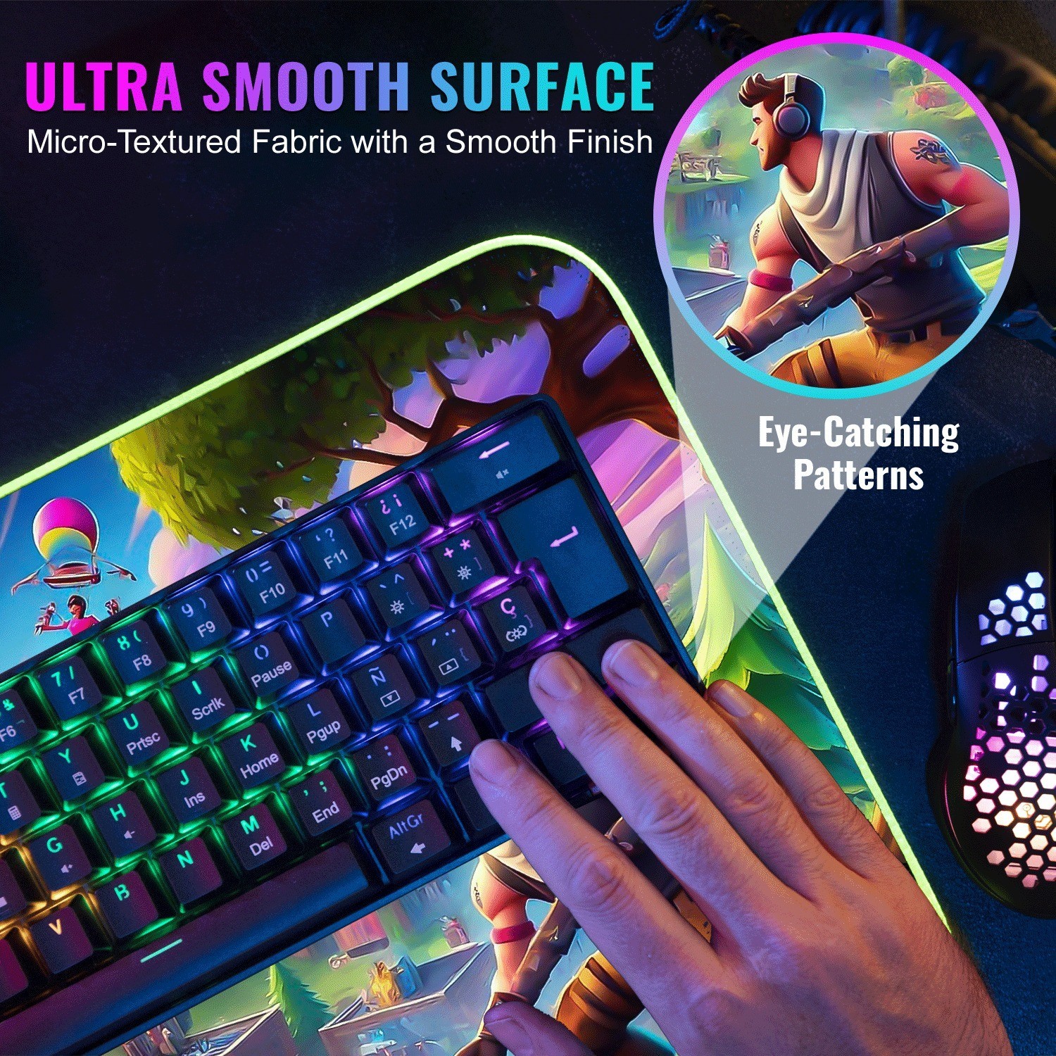 New Large Gaming Mouse Pad Fortnite Edition – Water & Slip Resistant, with Light