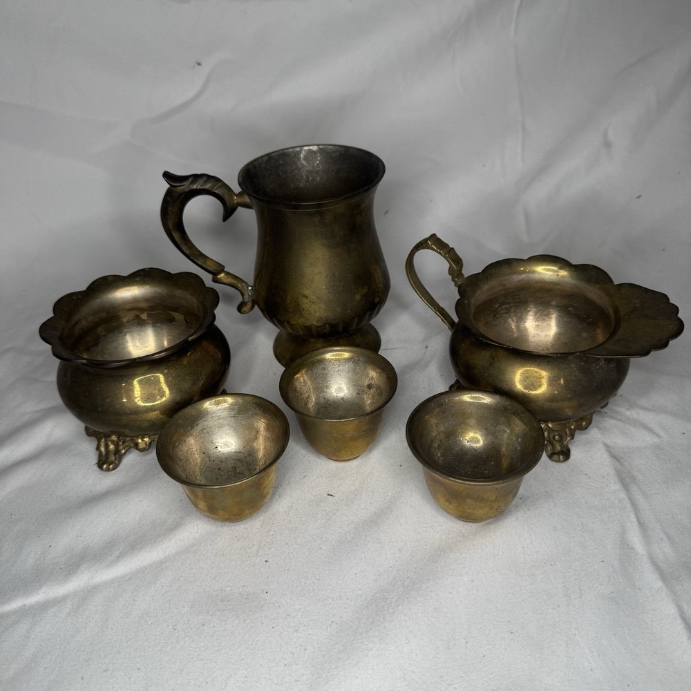 Antique Engraved Solid Brass Tea/Coffee Service Set