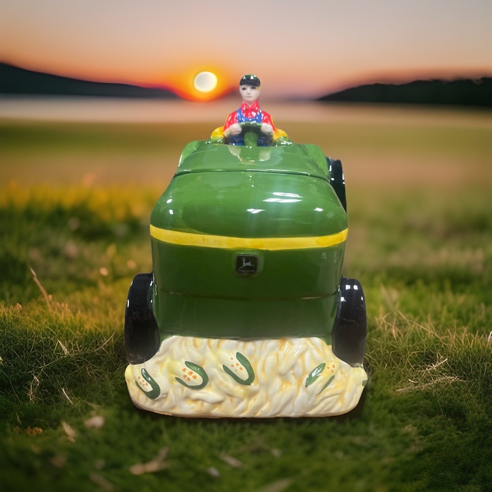 John Deere Summers Harvest Ceramic Cookie Jar Tractor