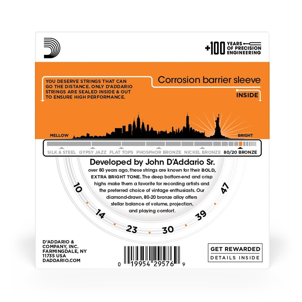 D'Addario Guitar Strings EJ10-3D 3-Pack Extra Light 80/20 Bronze