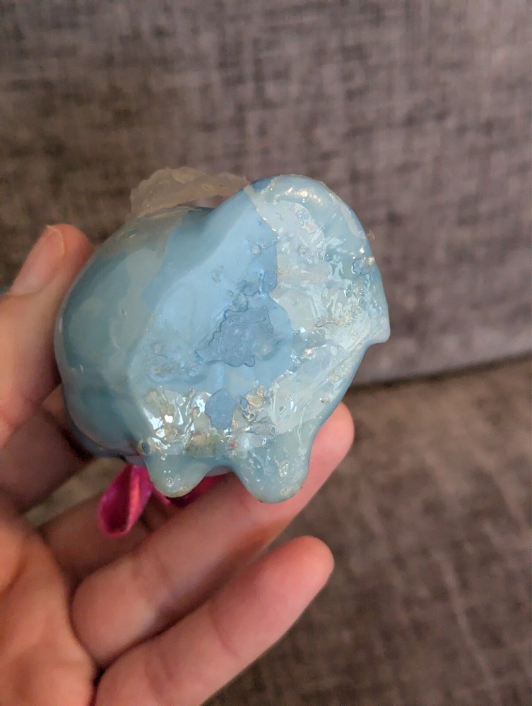 Vintage Blue Wax Mouse Candle