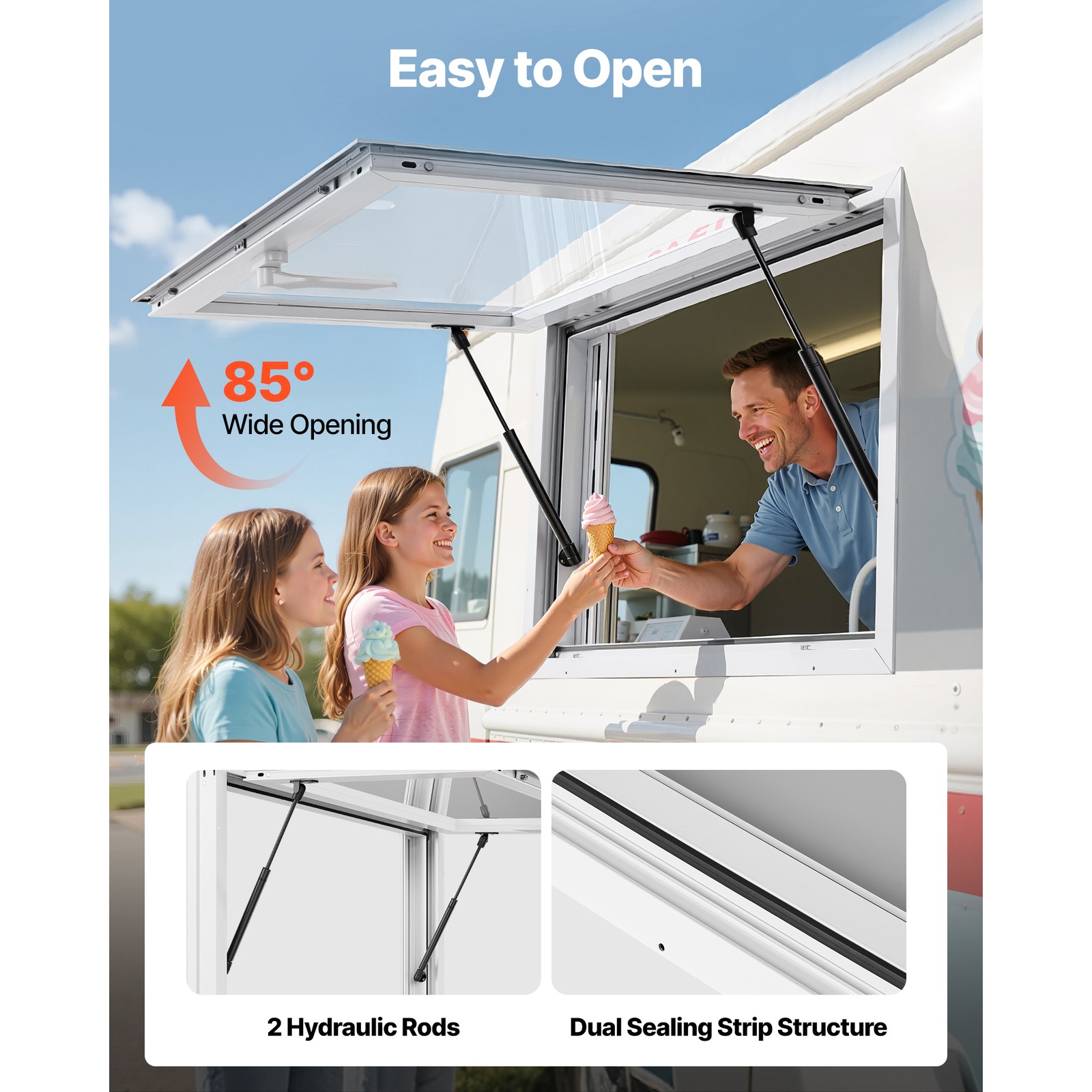 Uimoso 36x24in Aluminum Alloy Food Truck Service Window with Awning