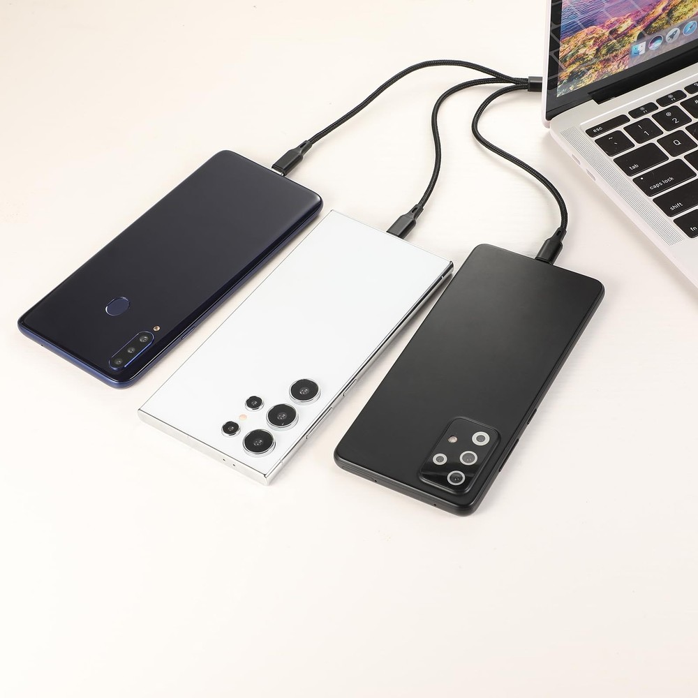 Multi USB-C Cable 4FT, 3 in 1 Multiple Type C Charging,3A Splitter Black