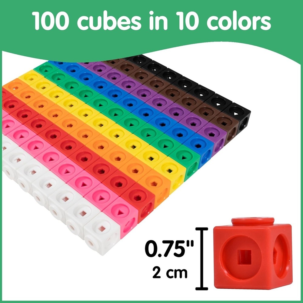 Creative Counting Blocks Set - 100 Math Cubes for Early Childhood Learning