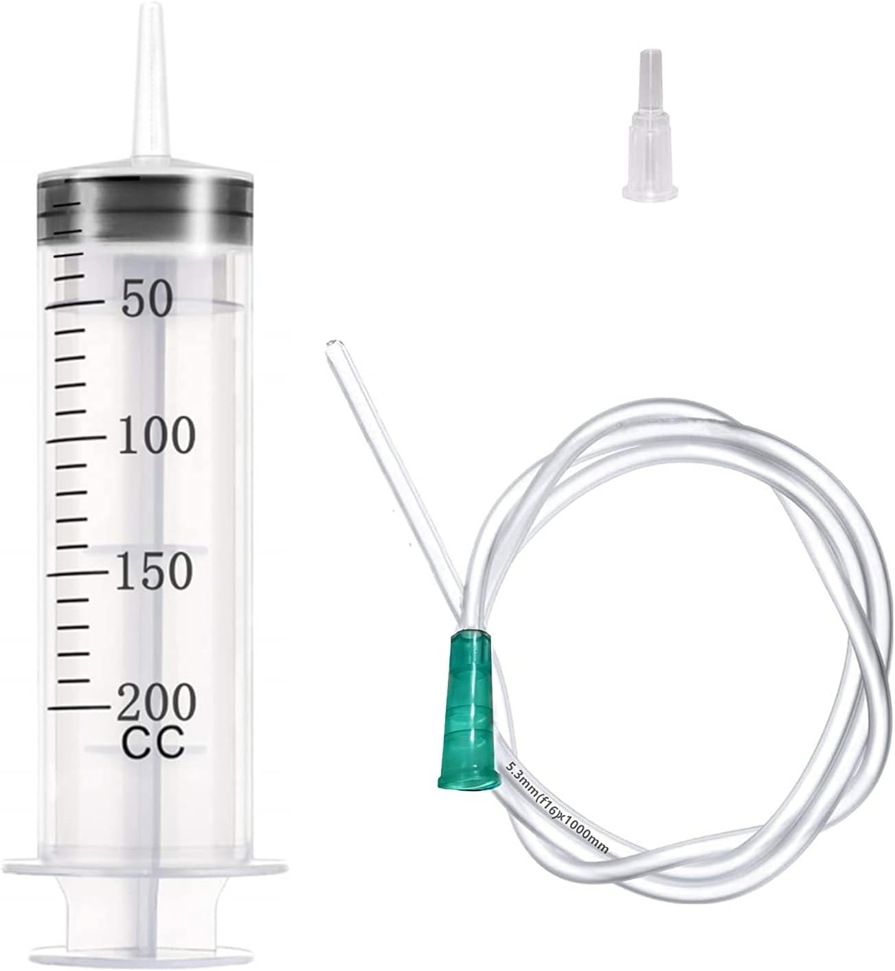 200ml 200cc Large Measurement Syringe with 40 inch Plastic Tubing Hoses, for...