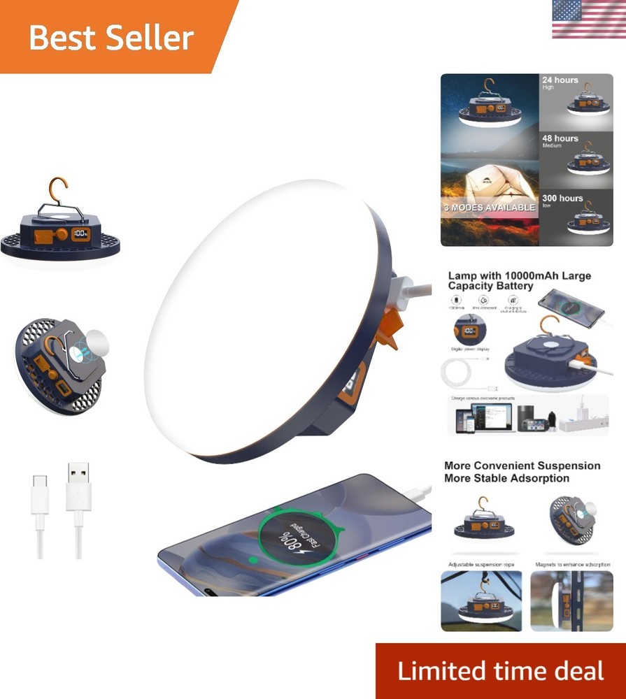 LED Flashlight & Camping Lantern Combo - Power Display & Emergency Light