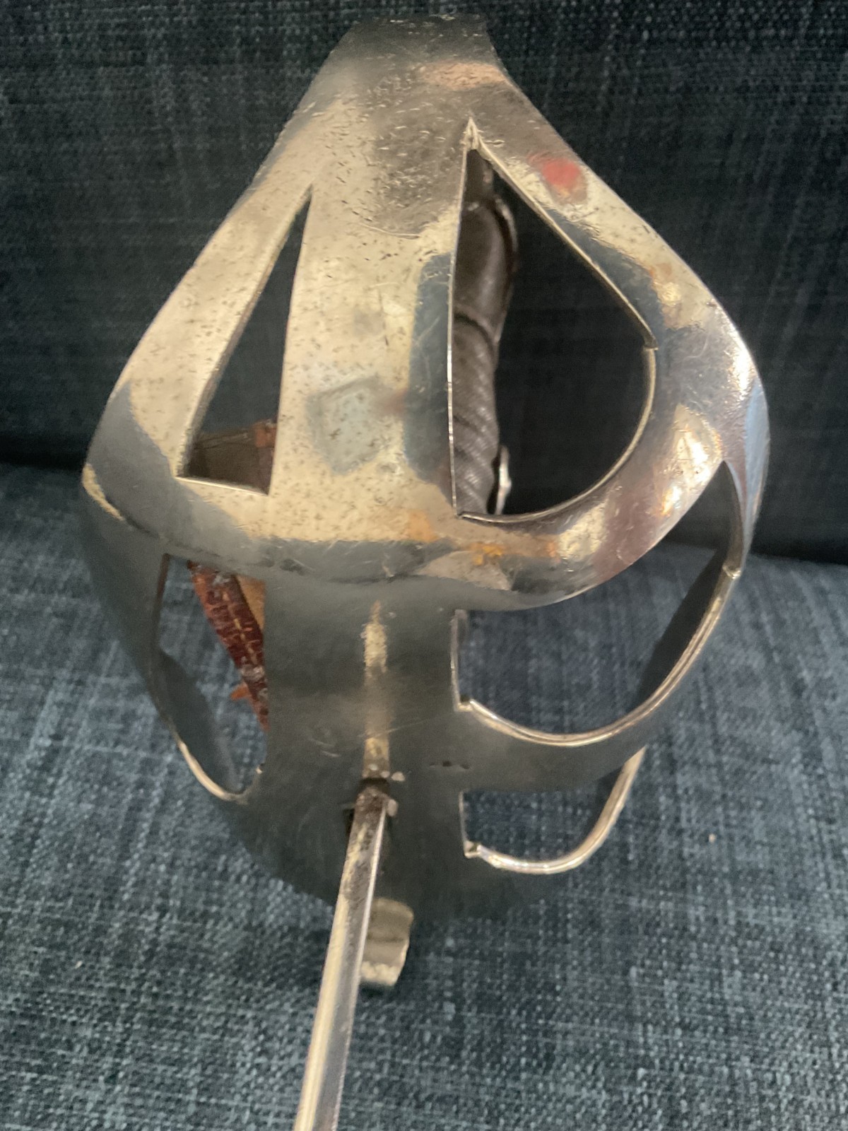 Rare dedication engraved and blued blade German Empire train basket hilt saber