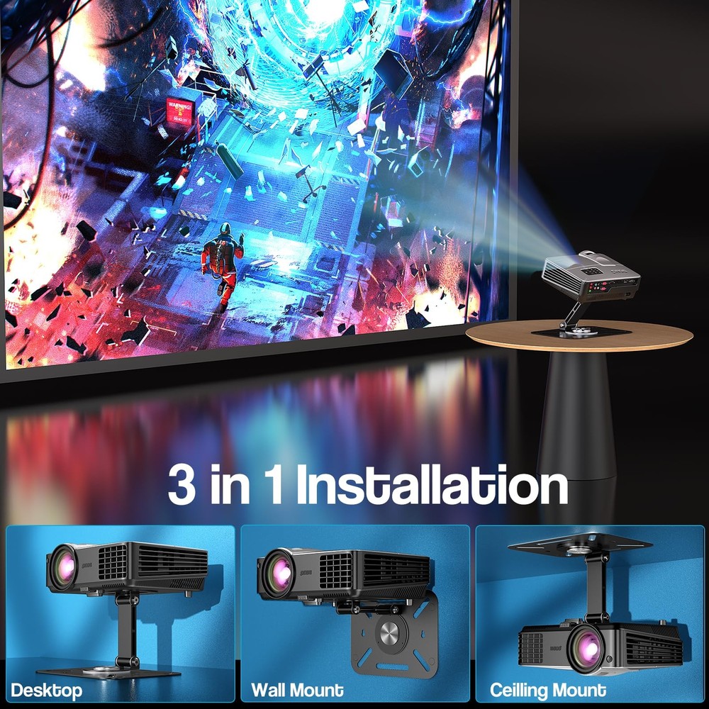 Desktop Projector Stand Table Mount Adjustable Angle 1/4 Screw 360 Holder