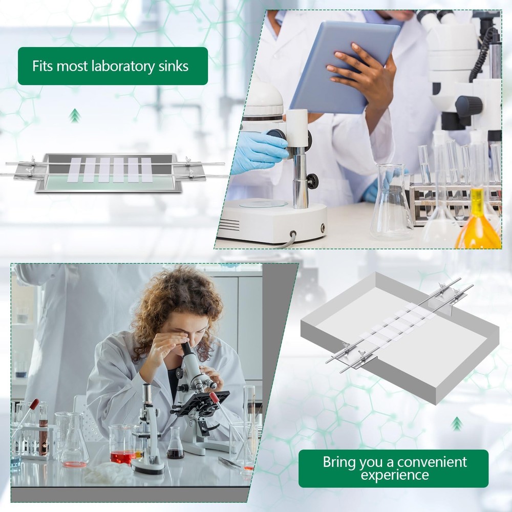 Slide Staining Rack, Stainless Steel Microscope Rack, Adjustable Staining Rac...