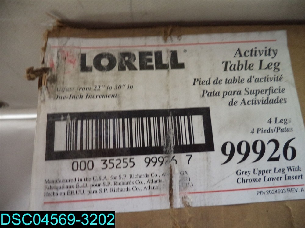 Lorell Activity Table Leg Kit Only, 4/CT, Silver LLR99926