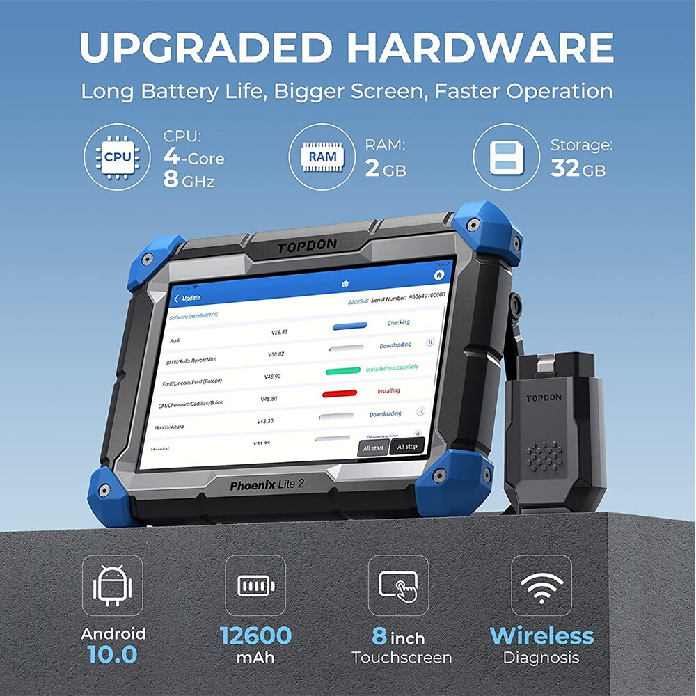 TOPDON Phoenix Lite 2 Bi-directional OBD2 Scanner Diagnostic Tool Key Coding